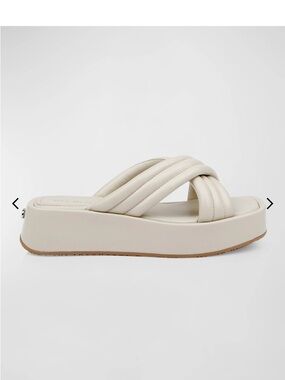 Women’s Cream Padded Platform Slide Sandals with Crossover Straps